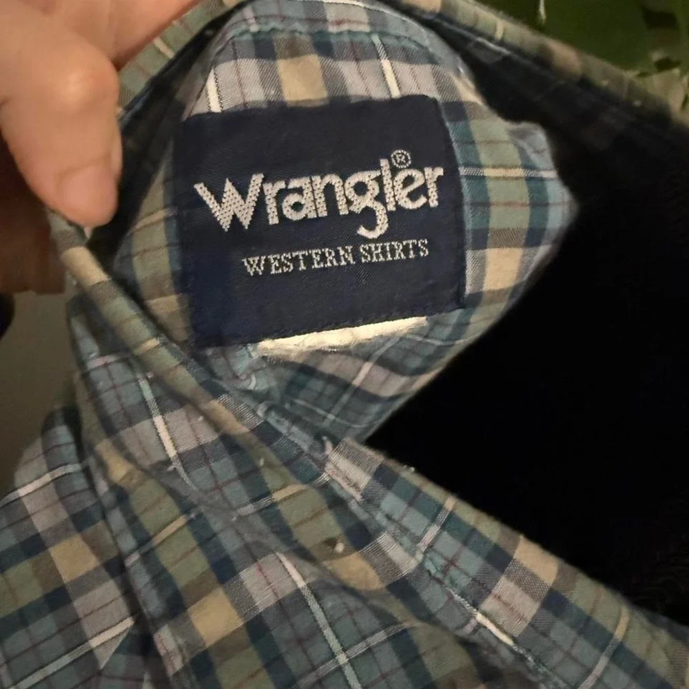 Vintage Wrangler Plaid‎ Western Snap Shirt – Blue/Green – L - Picture 4 of 4